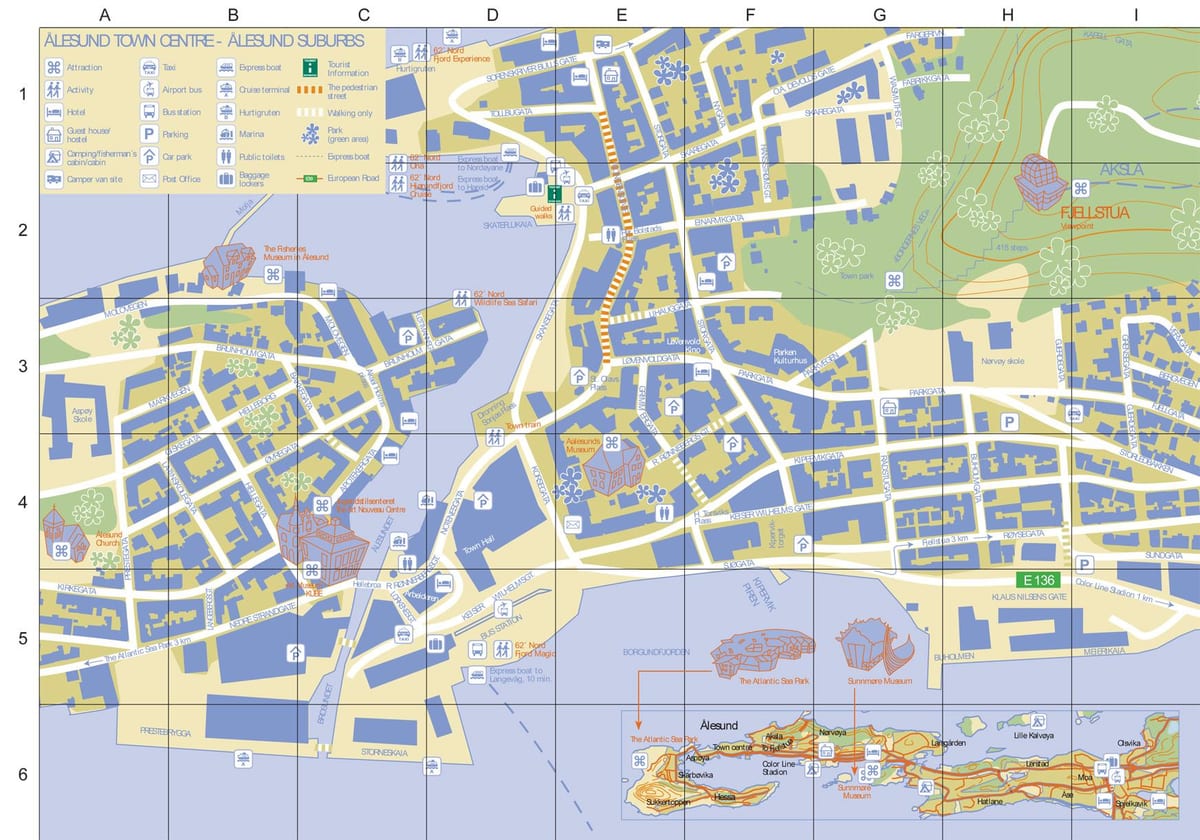 alesund na Uy bản đồ thành phố