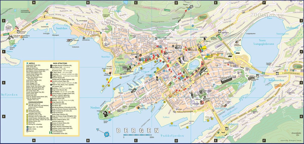bergen na Uy bản đồ thành phố