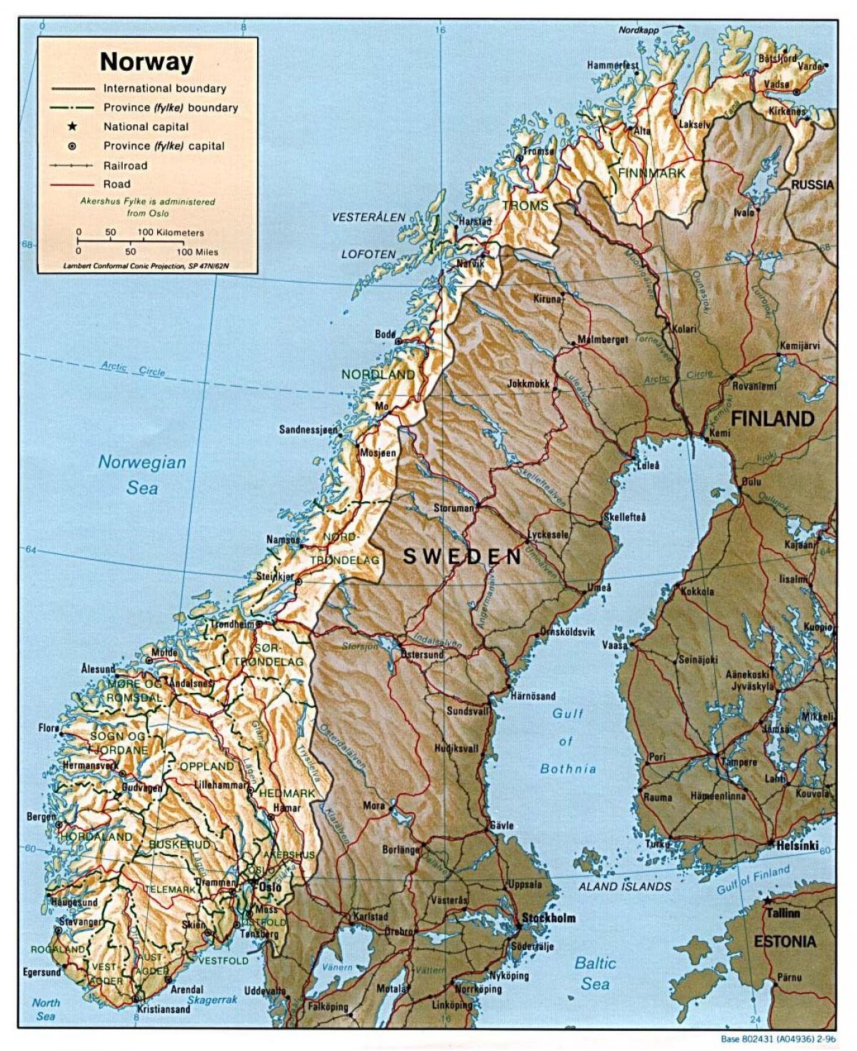 chi tiết và bản đồ của na Uy với thành phố