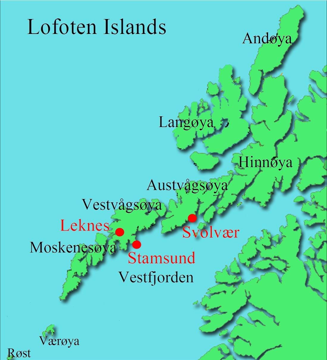 lofoten đảo na Uy bản đồ