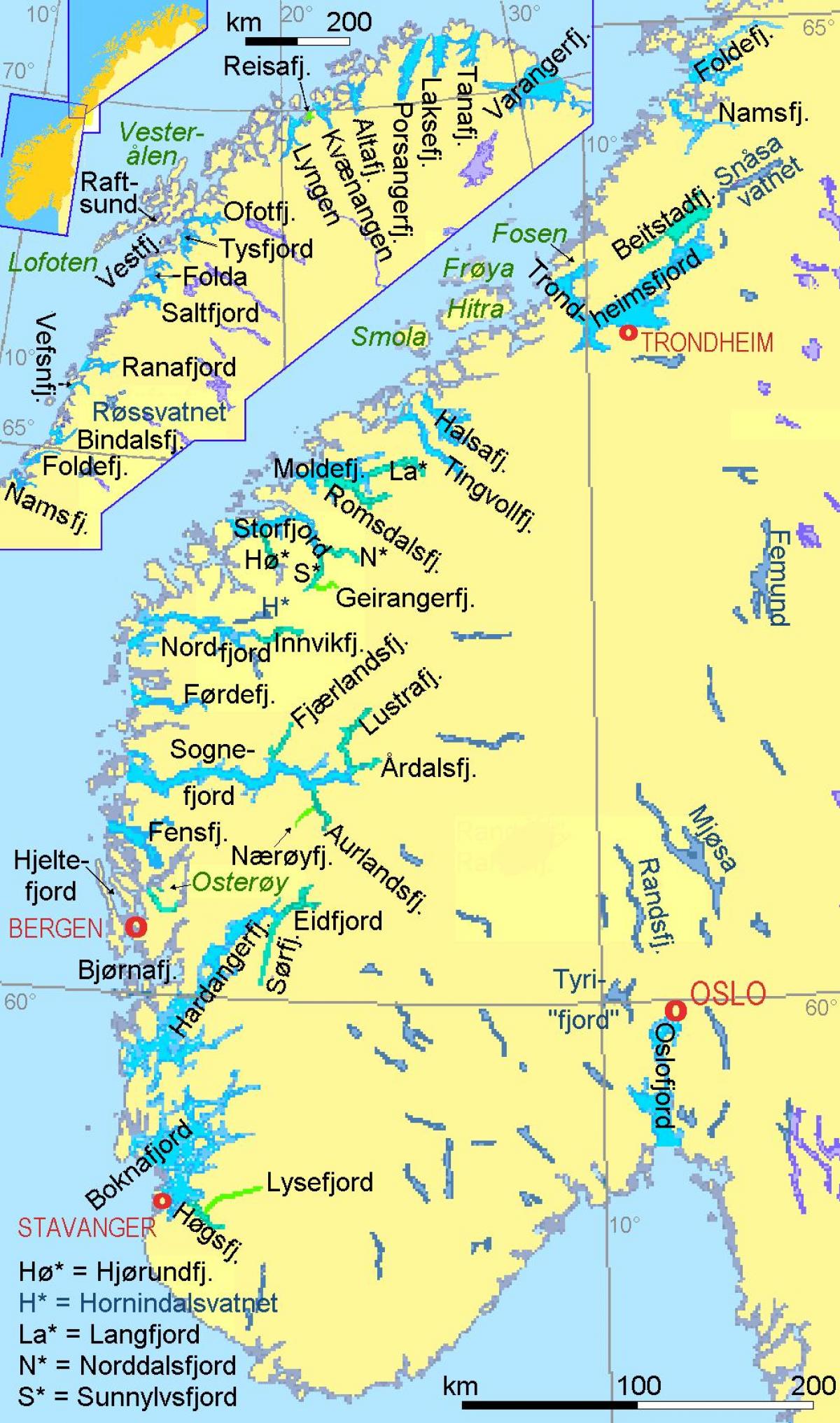 bản đồ của na Uy đang ở vịnh hẹp