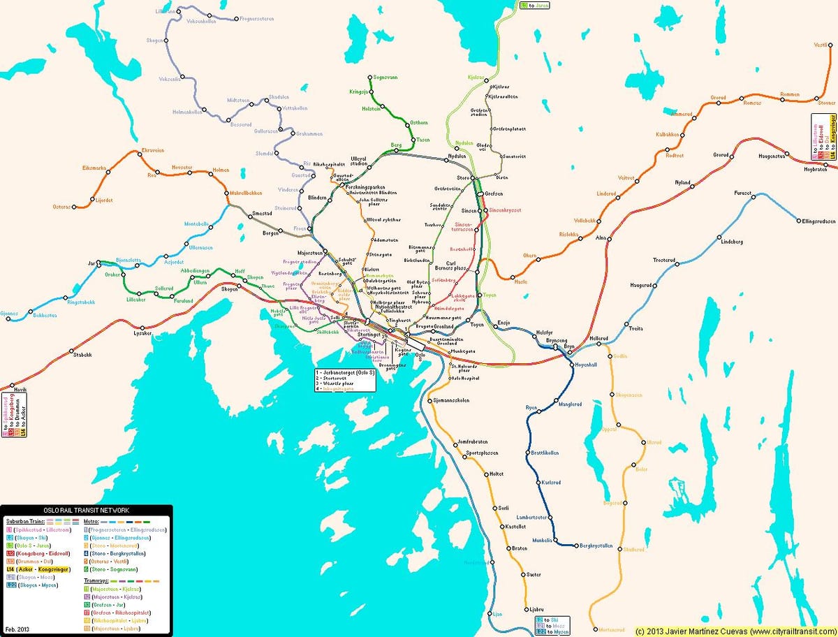 Bản đồ của na Uy metro